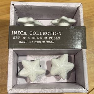 India Collection Starfish Set of Four Drawer Pulls - In Box